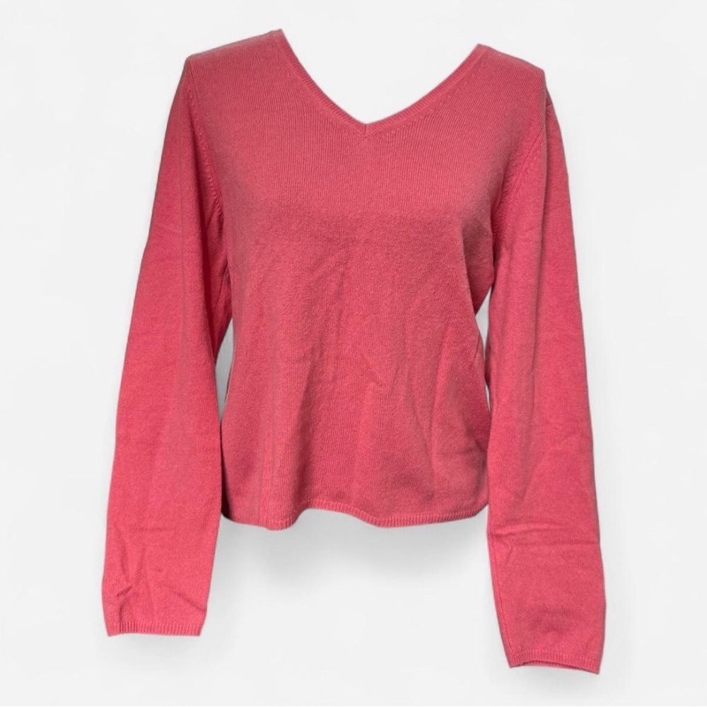 Charter Club Cashmere V-Neck Sweater Pink Size L Luxury Preppy‎ Coquette Office